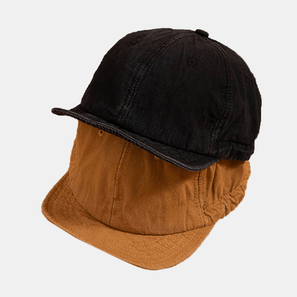 Unisex Solid Color Short Sort Brim Snapback Hat Casual Wild Elastic Band Baseball Cap - MRSLM