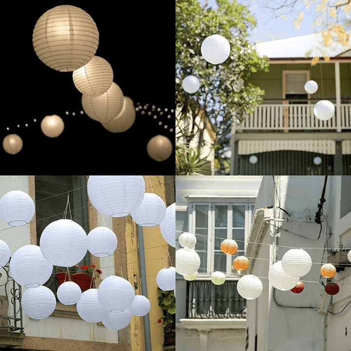 12/10/8/6 Inch 20Pcs White Paper Lanterns Chinese Japanese round Lampion for Wedding Party Decorations - MRSLM