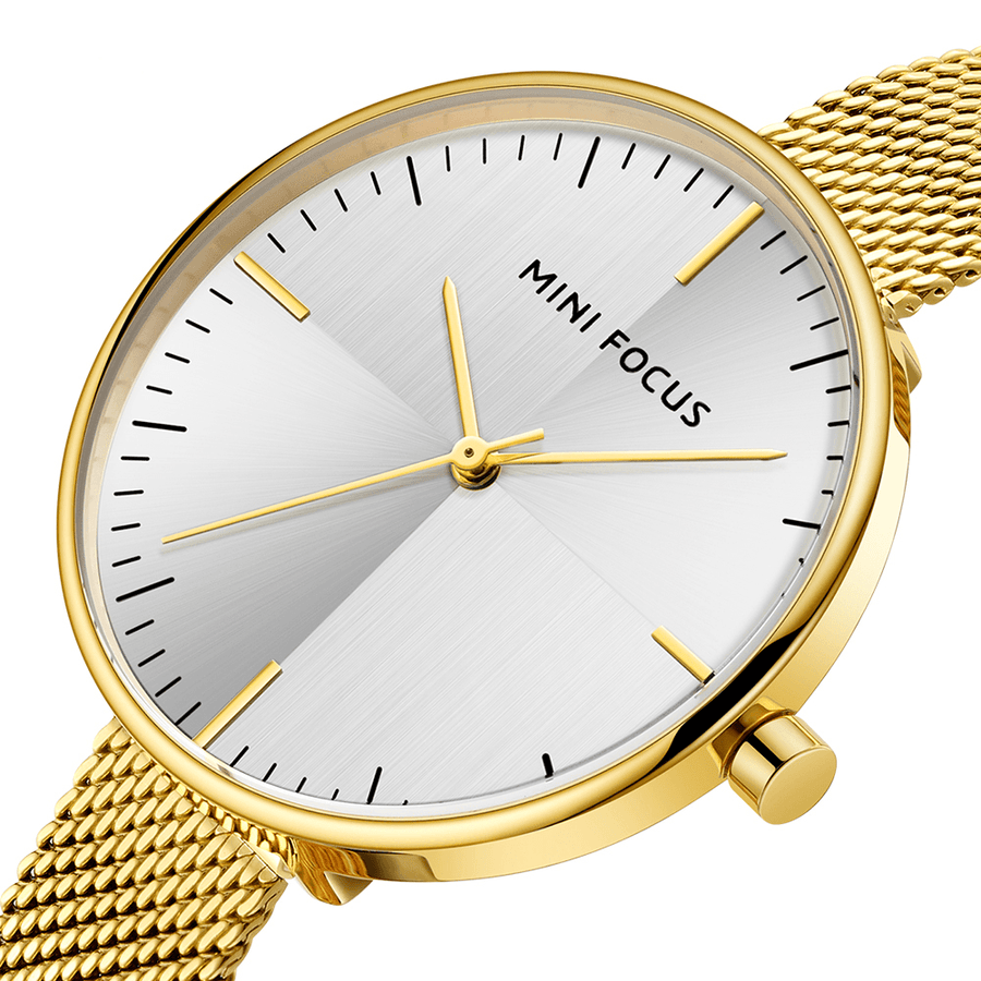 MINI FOCUS MF0275L Ultra Thin Mesh Strap Analog Clock Waterproof Concise Women Quartz Watch Wristwatch - MRSLM
