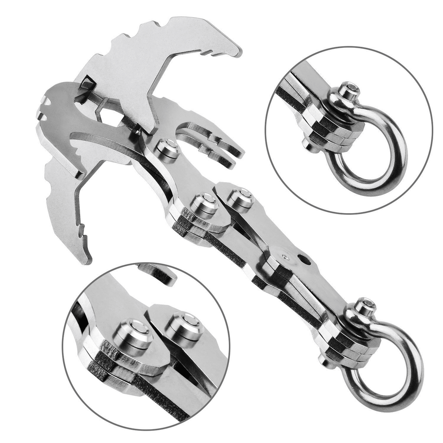 Folding Gravity Grappling Hook Outdoor Climbing Claw Clasp Survival Carabiner Tool Set - MRSLM