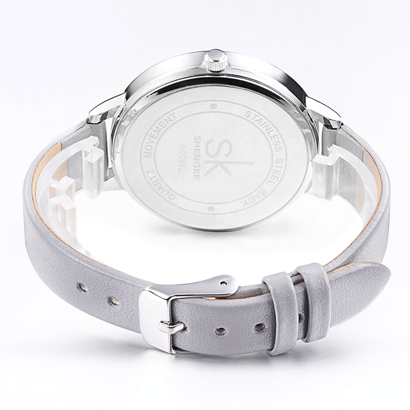 SK K0056 Simple Design Ladies Wrist Watch Casual Style Leather Strap Quartz Watches - MRSLM