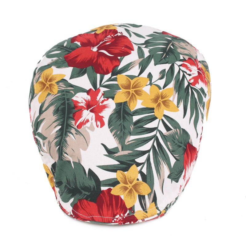 Unisex Flower Print Vogue Cotton Beret Hat - MRSLM