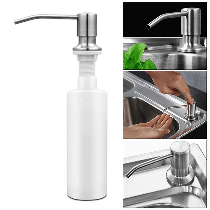 300Ml Stainless Steel Sink-Mounted Liquid Soap Dispenser Kitchen Bathroom Bottle - MRSLM
