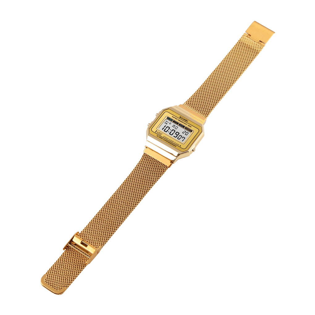 SKMEI 1660 Fashion Stopwatch Luminous Display Men Waterproof Watch Mesh Strap Digital Watch - MRSLM