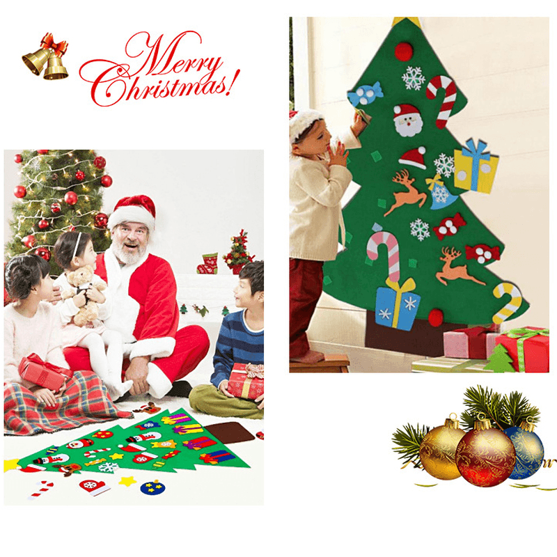 DIY Felt Christmas Tree with Glitter Ornaments Freely Paste Wall Hanging Christmas Trees Christmas Decorations Felt New Year Gift DIY Christmas Tree Kit - MRSLM