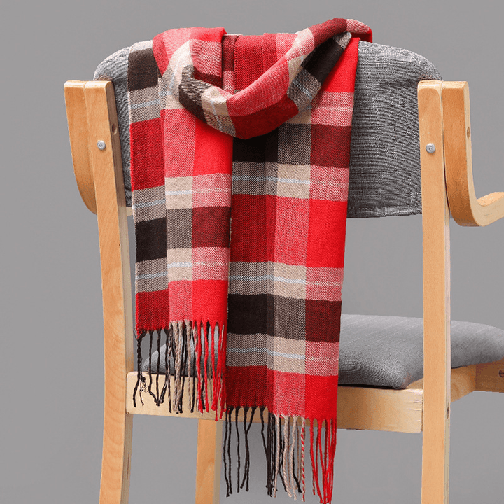 British Plaid Imitation Cashmere Tassels Couple Parent-Child Men'S Scarf - MRSLM