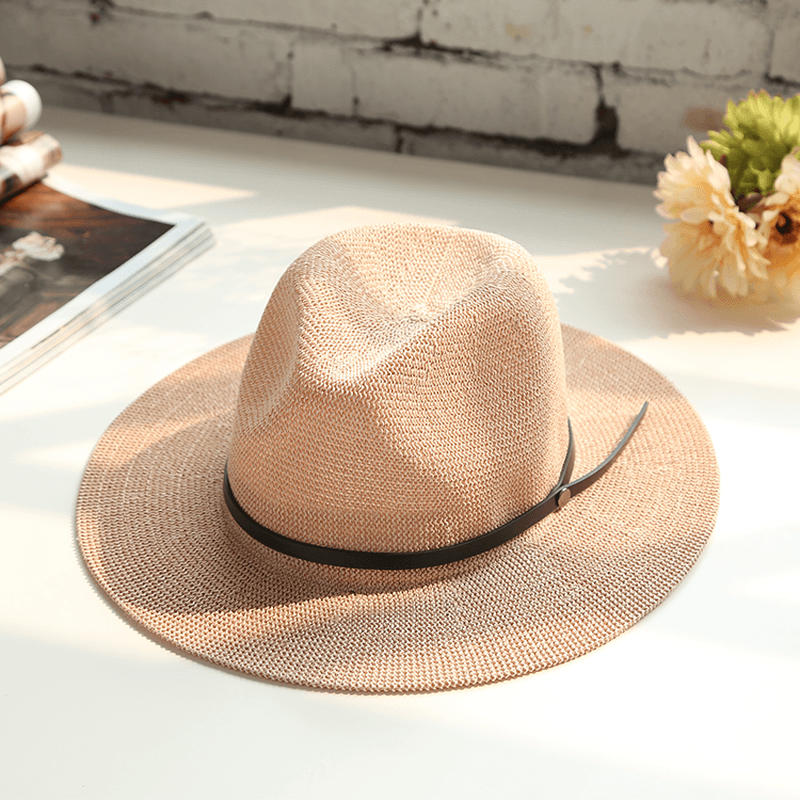 British Female Hat Men'S Straw Hat Black Jazz Hat Holiday Beach Hat - MRSLM