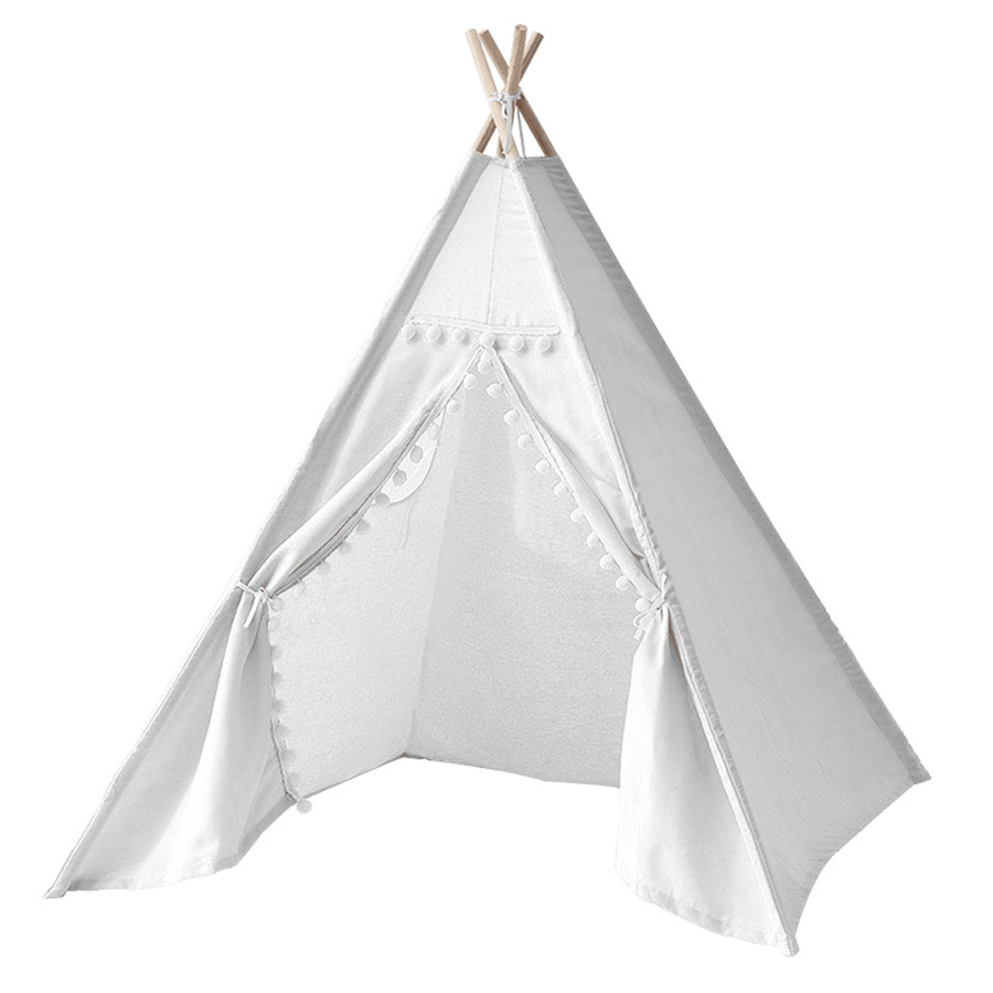 1.35M-1.8M Baby Tents Teepee Durable＆Quality Cotton Canvas Triangle Tent Kids Playhouse Pretend Indoor/Outdoor Play Tent Decoration House Game Gift - MRSLM