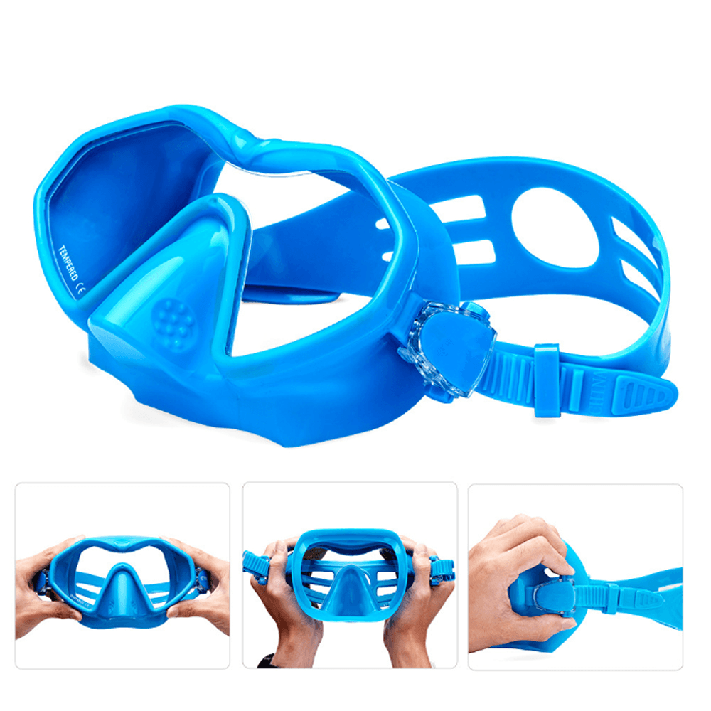 Hhaosport M6113 Diving Mask Snorkel Mask Adjustable Silicone Free Diving Anti-Leak Anti-Fog Diving Goggles Swimming Mask - MRSLM
