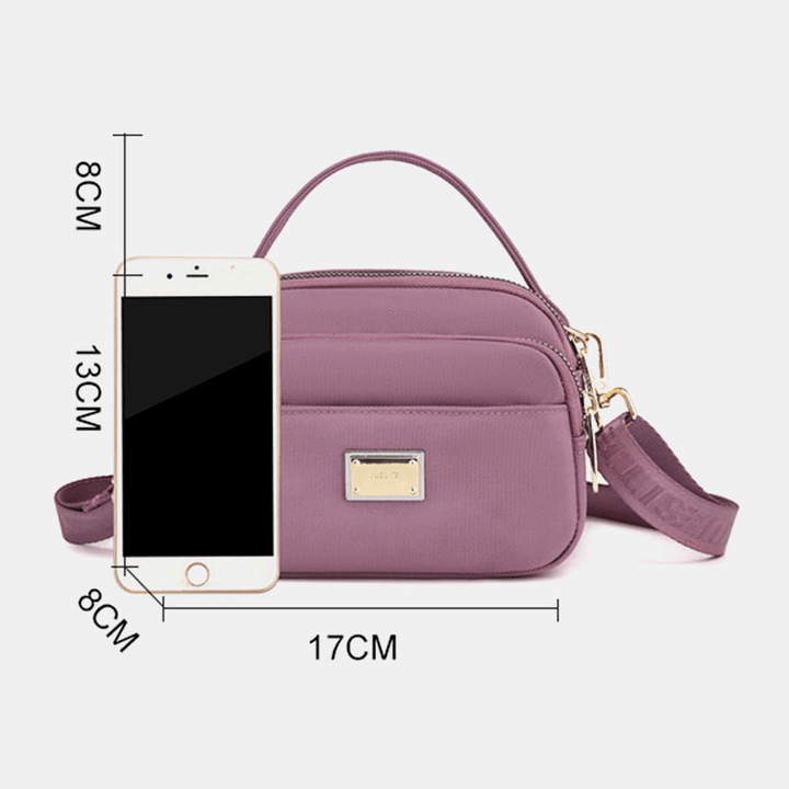 Women Oxford Multi-Layer Zipper Pocket Crossbody Bag Wild Waterproof Large Capacity Shoulder Bag Handbag - MRSLM