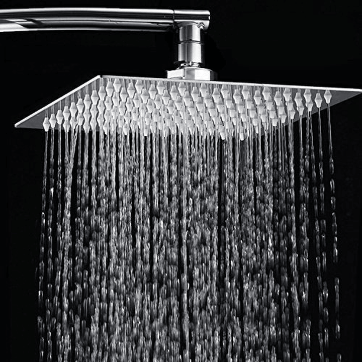 12 Inch 2Mm Thin Pressurized Rotatable Rainfall Shower Head Square Stainless Steel Top Spray Head - MRSLM