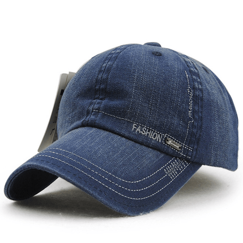 Unisex Cotton Washed Denim Baseball Cap Vintage Adjustable Golf Snapback Hat - MRSLM