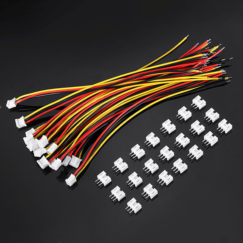 Excellway® 20Pcs 24AWG PH2.0 3Pin Terminals Wire Electronic Line Single Head - MRSLM