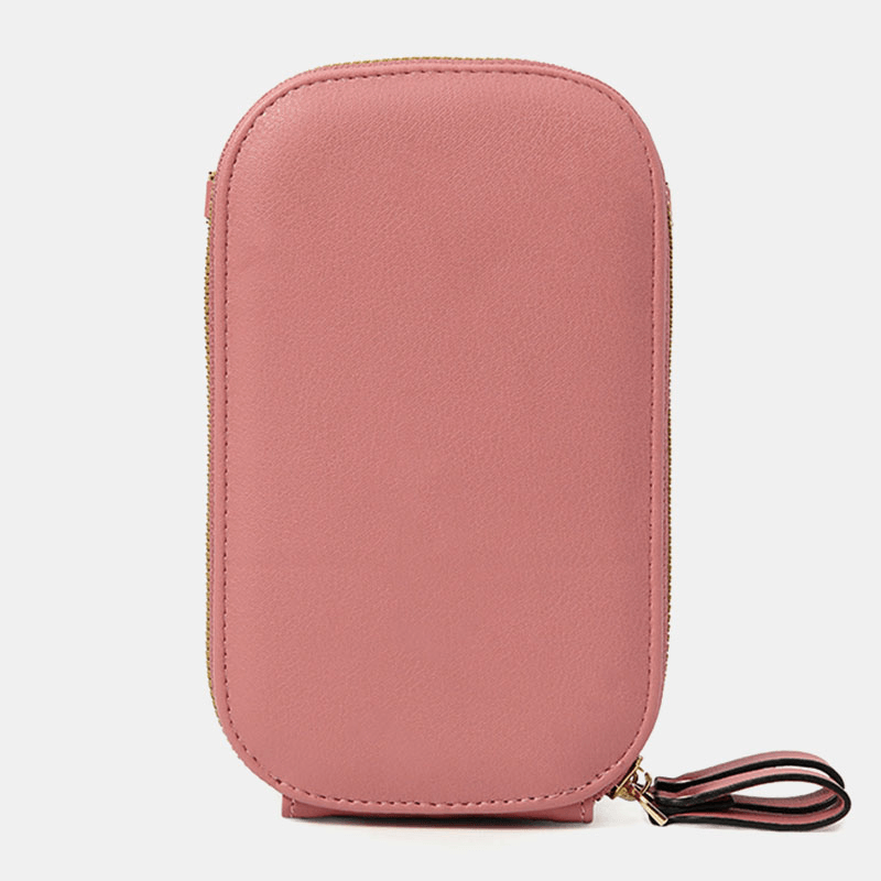 Women Oval Solid Color Casual Phone Bag Crossbody Bags Shoulder Bag Clutch Bags - MRSLM