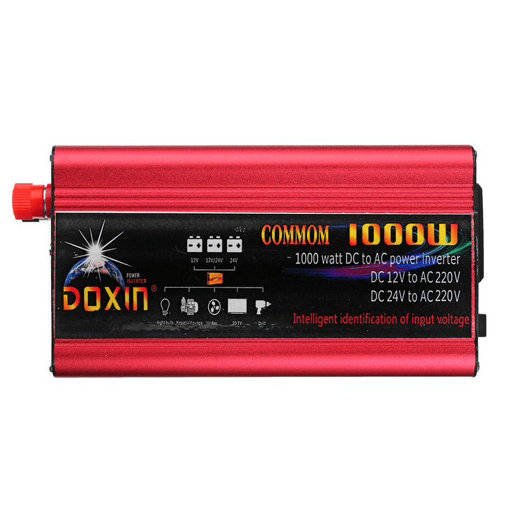 DOXIN® Power Inverter 2000W Peak Modified Sine Wave Converter DC 12V/24V to AC 220V USB Plug Port - MRSLM