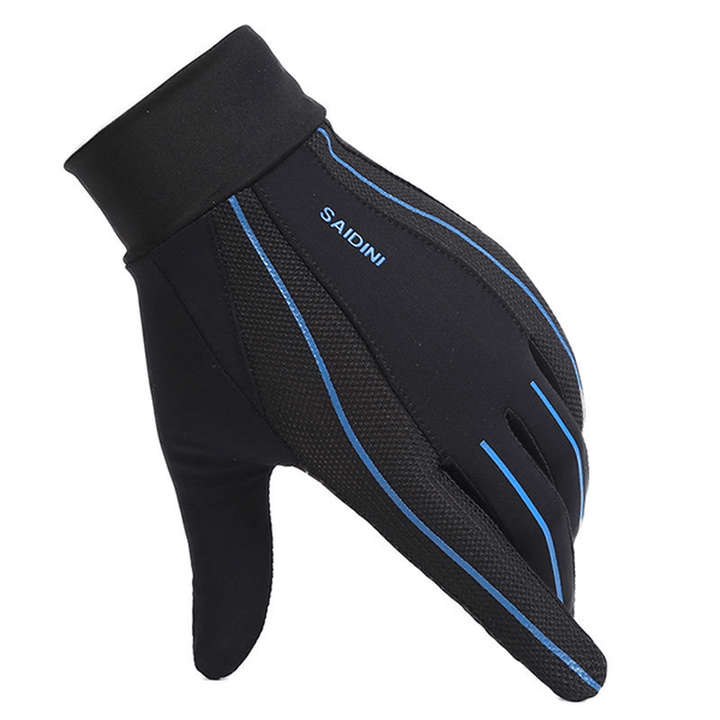 Mens Silicone Riding Non-Slip Touch Screen Gloves Thicken Windproof Full Finger Glove - MRSLM