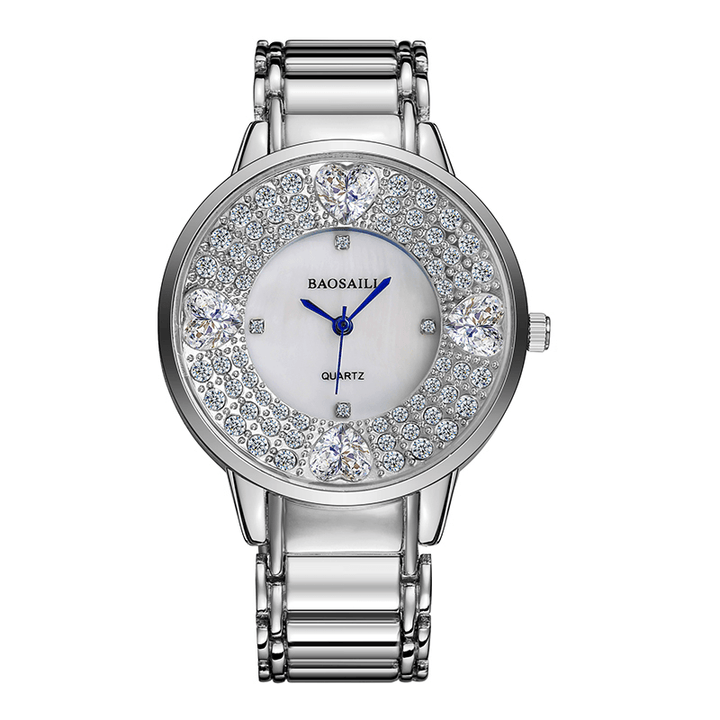 BAOSAILI BSL1036 Shining Ladies Wrist Watch Heart Imitation Diamond Quartz Watch - MRSLM