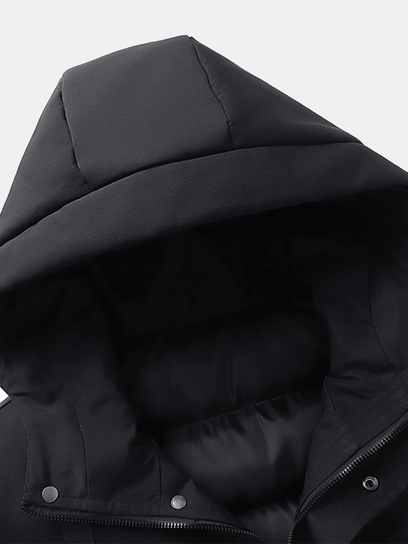 Mens Zipper Hooded Long Sleeve Large Pocket Warm Thicken Coats - MRSLM