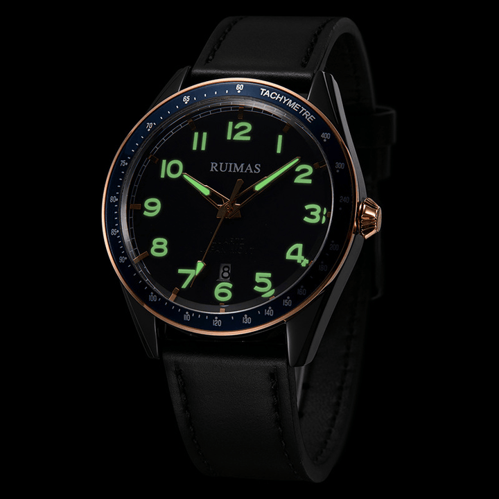 RUIMAS 573 Fashion Men Watch 3ATM Waterproof Luminous Date Display Leather Strap Quartz Watch - MRSLM