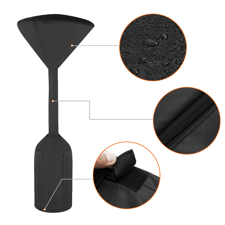 NASUM Stand-Up Patio Heater Cover, 600D Heavy Duty Oxford Waterproof Heater Covers with Zipper for Outdoor Heaters - MRSLM