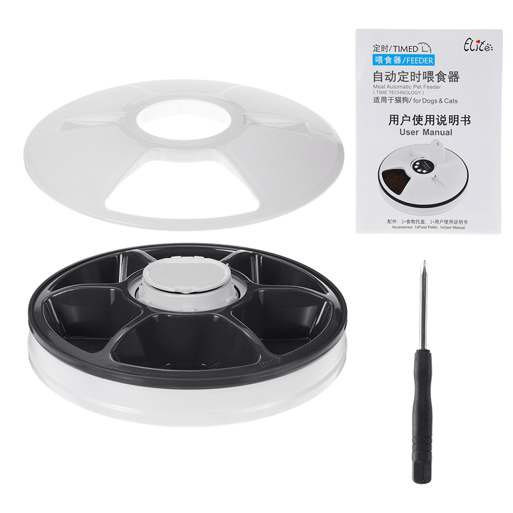 Automatic Pet Smart Feeder Timing Feeder 6 Meals 6 Grids Cat Dog Electric Dry - MRSLM