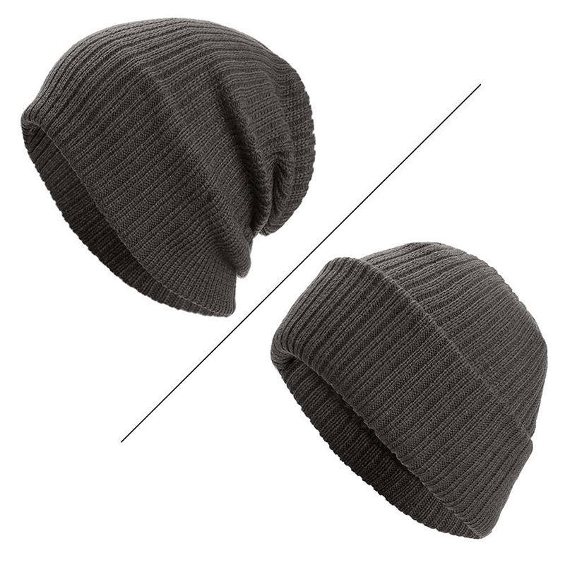 Men Winter Thicken Brimless Knitted Hat Slouch Beanie Caps - MRSLM