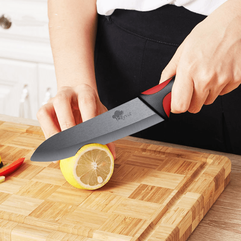 MYVIT Ceramic Knife Kitchen Knives 3 4 5 6 Inch + Peeler Black Blade Paring Fruit Vegetable Chef Utility Knife Cooking Tools Set - MRSLM
