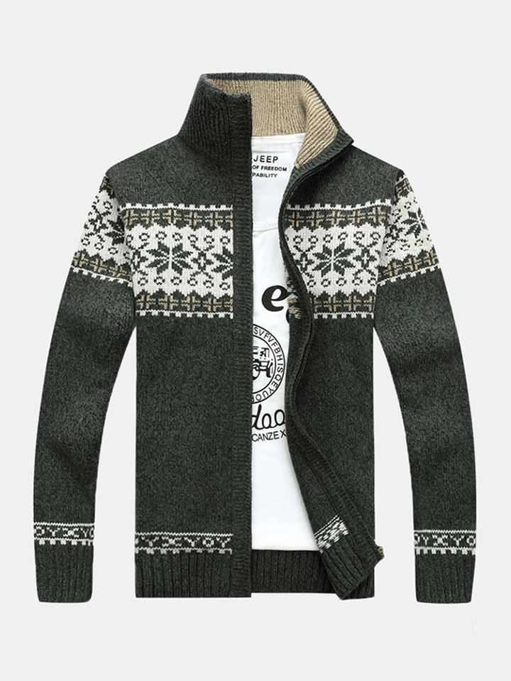 Mens Tribal Print Long Sleeve Vintage Long Sleeve Knitting Sweater Jacket - MRSLM