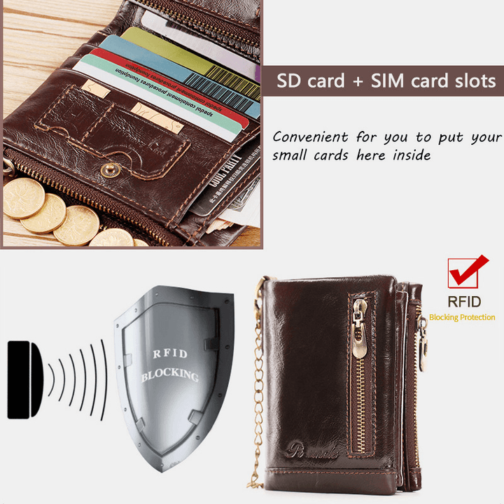 Men Trifold Short Multifunction Vertical Wallets RFID Blocking Multi-Card Slot Card Holder Minimalist Coin Purse - MRSLM