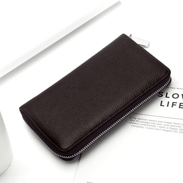 Men Genuine Leather Multi-Card Slots Phone Bag Key Case Money Clip Wallet - MRSLM