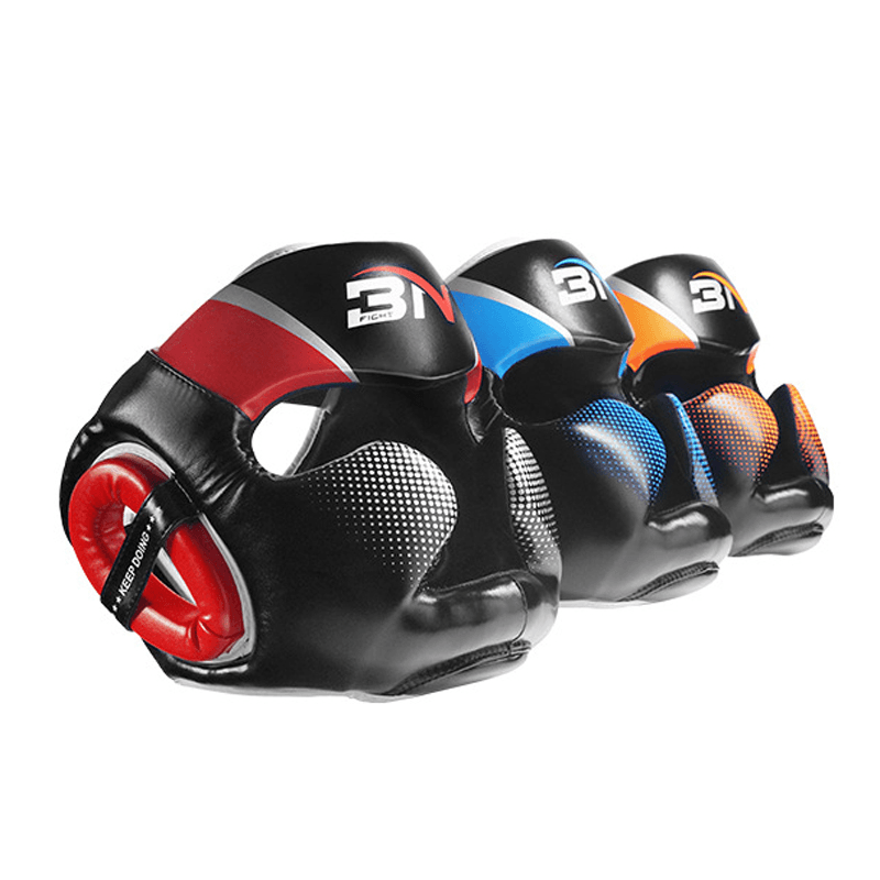BN FIGHT Full-Covered Boxing Helmet Muay Thai PU Leather Training Sparring Boxing Headgear Gym Equipment Taekwondo Head Guard - MRSLM