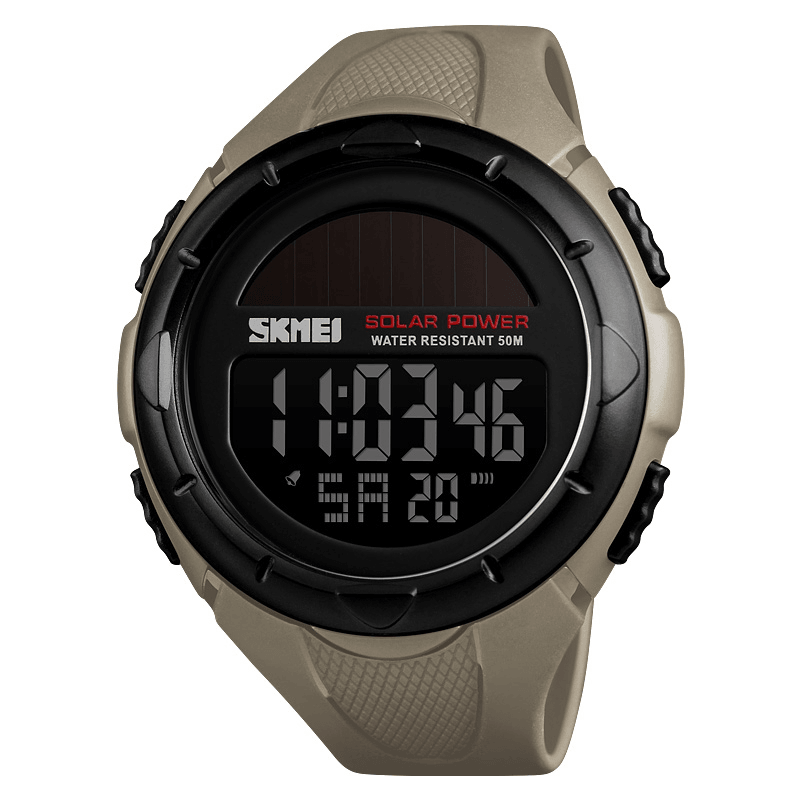 SKMEI 1405 Solar Power Digital Watch Stopwatch Luminous Display Alarm Calendar Outdoor Sport Watch - MRSLM
