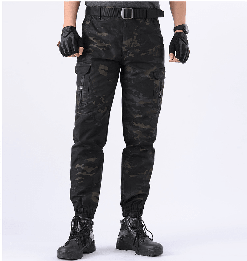 Camouflage Tactical Pants Lattice Fanshui 65 35 Plaid Tactical Pants Drawstring Feet - MRSLM