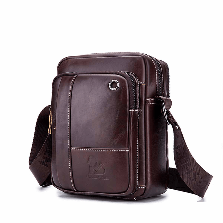 Men Leather Bag Messenger Cross Body Portable Travel Shoulder Briefcase Satchel Retro Outdoor Chest Backpack Bag Day Packs - MRSLM