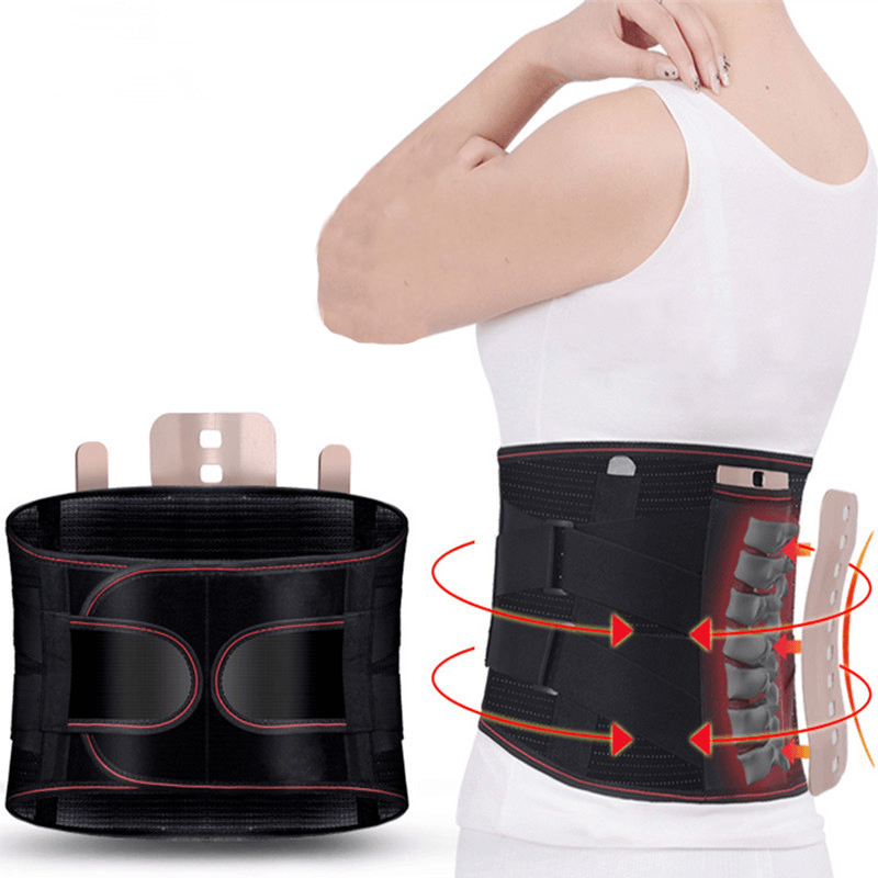 KALOAD Back Support Lumbar Shoulder Corrector Adjustable Fitness Exercise Sport Self-Heating Waist Belt Protector - MRSLM