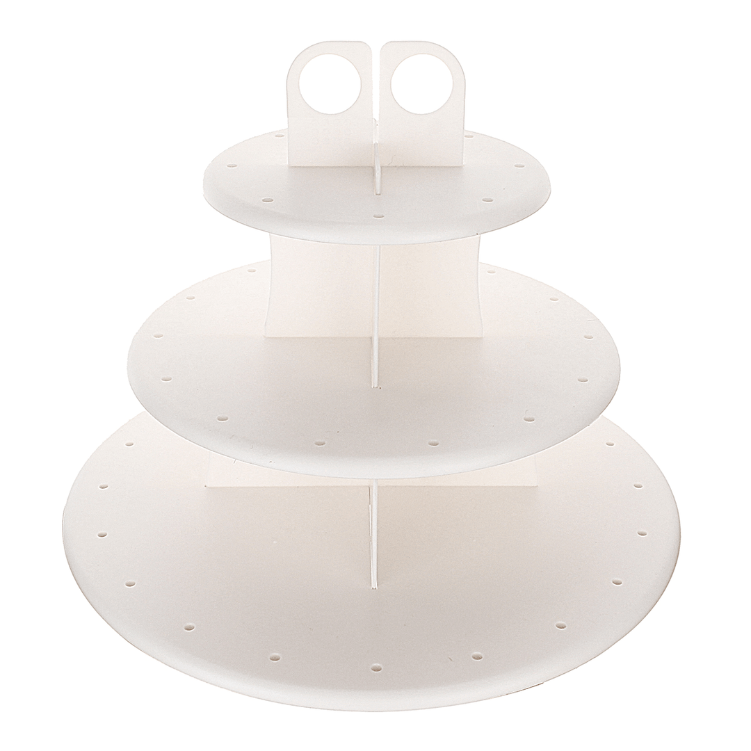 3 Tiers 42 Holes Plastic Cake Pop Lollipop Cupcake Display Revolving Cake Stand Tower Holder - MRSLM