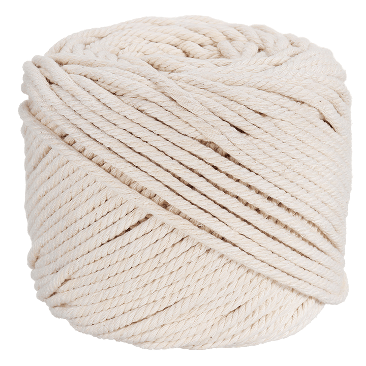 4Mmx100M Natural Beige Cotton Twisted Cord Rope DIY Craft Macrame Woven String Braided Wire - MRSLM