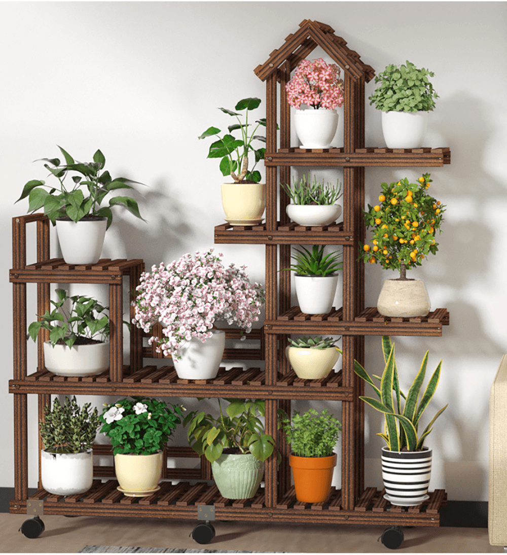 Flower Plant Stand House Design Multi Layers Shelf Rack Organizer for Home Garden - MRSLM