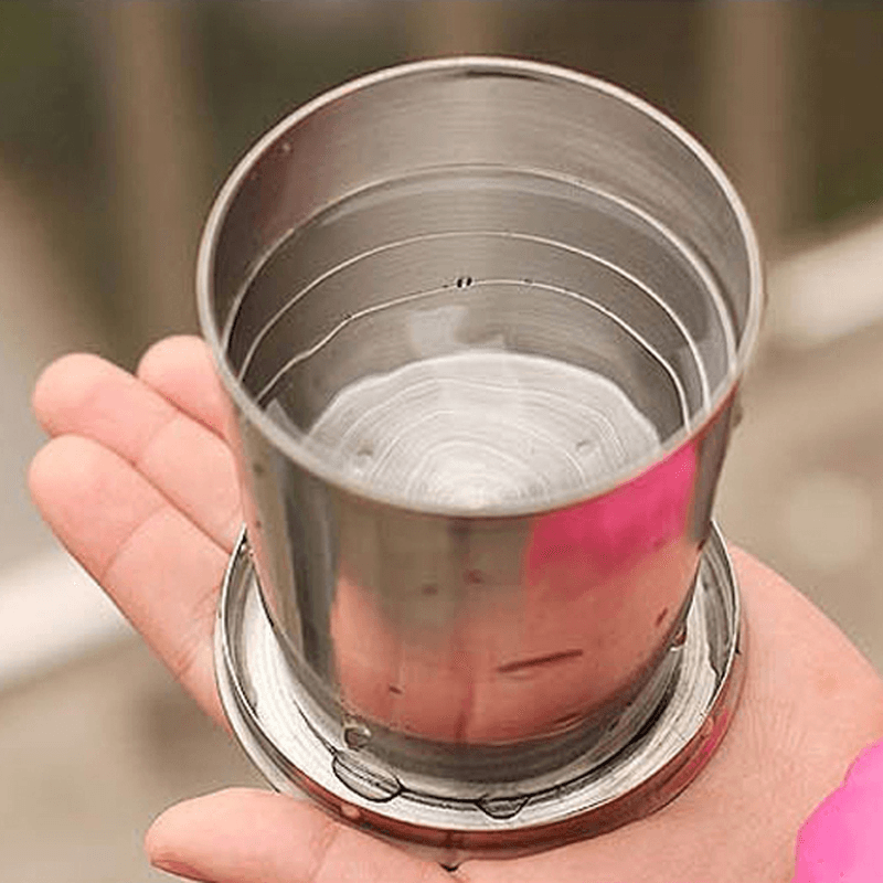 Stainless Steel Collapsible Folding Cup Traveling Outdoor Portable Drinking Cup - MRSLM