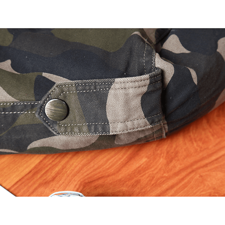 Mens Camo Printing Military Cotton Outdoor Epaulet Jacket - MRSLM