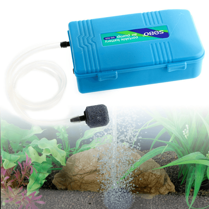 Waterproof Portable Oxygen Air Pump for Fish Tank Aquarium Accessories with Soft Tube Air Stone - MRSLM