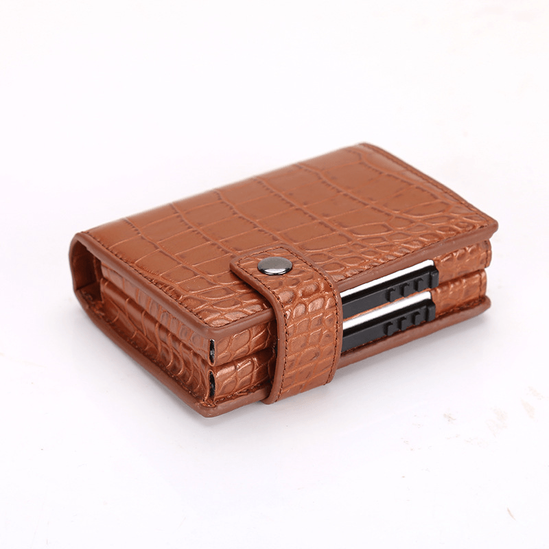 RFID Fashion Leather Card Holder Wallet Men Upgrade Double Box Money Bag - MRSLM