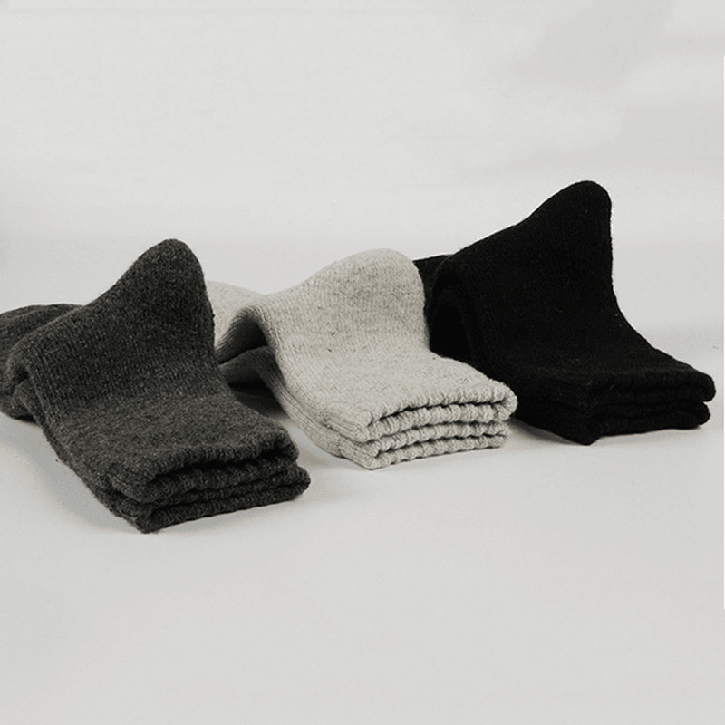 Men Casual Thick Soft Comfy Warm Breathable Pure Color Winter Middle Tube Socks - MRSLM
