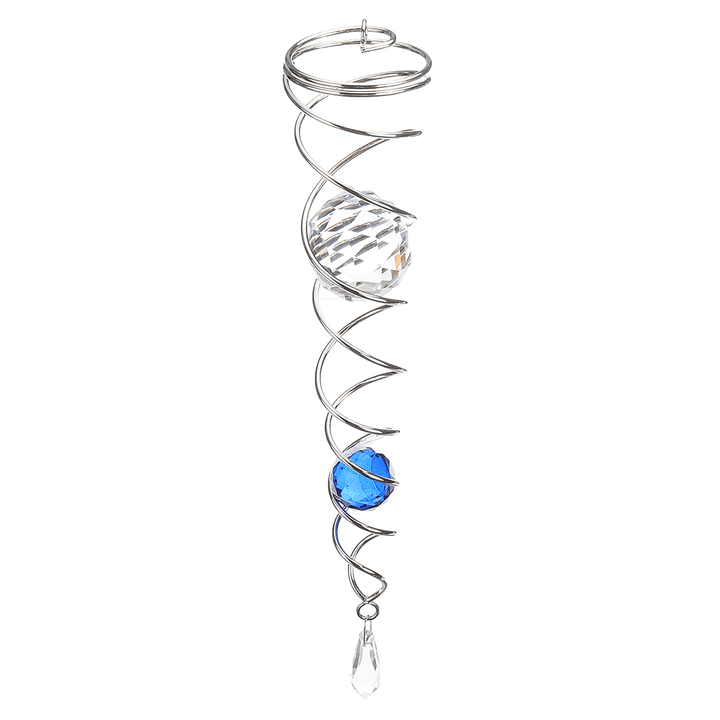 12'' Crystal Ball Wind Spinner Spiral Tails Stabilizer Sun Catcher Decoration W/ Hook - MRSLM