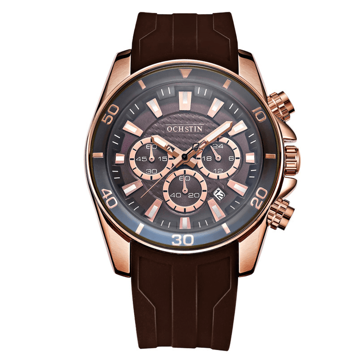 OCHSTIN GQ094 Bussiness Style Male Wristwatch Auto Date Stopwatch Military Quartz Watch - MRSLM