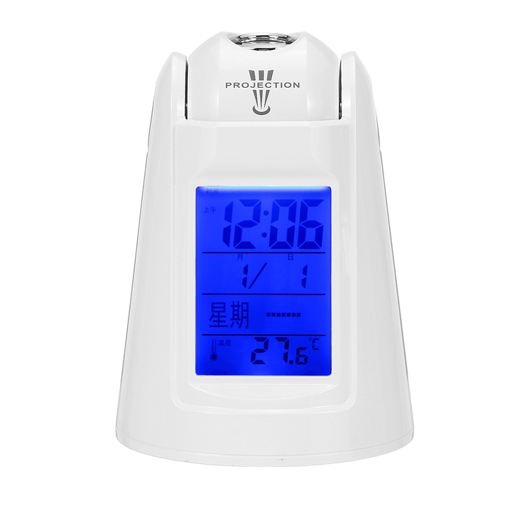 LED Projection Alarm Clock Thermometer Snooze Voice Timing Nightlight Kids Wake - MRSLM