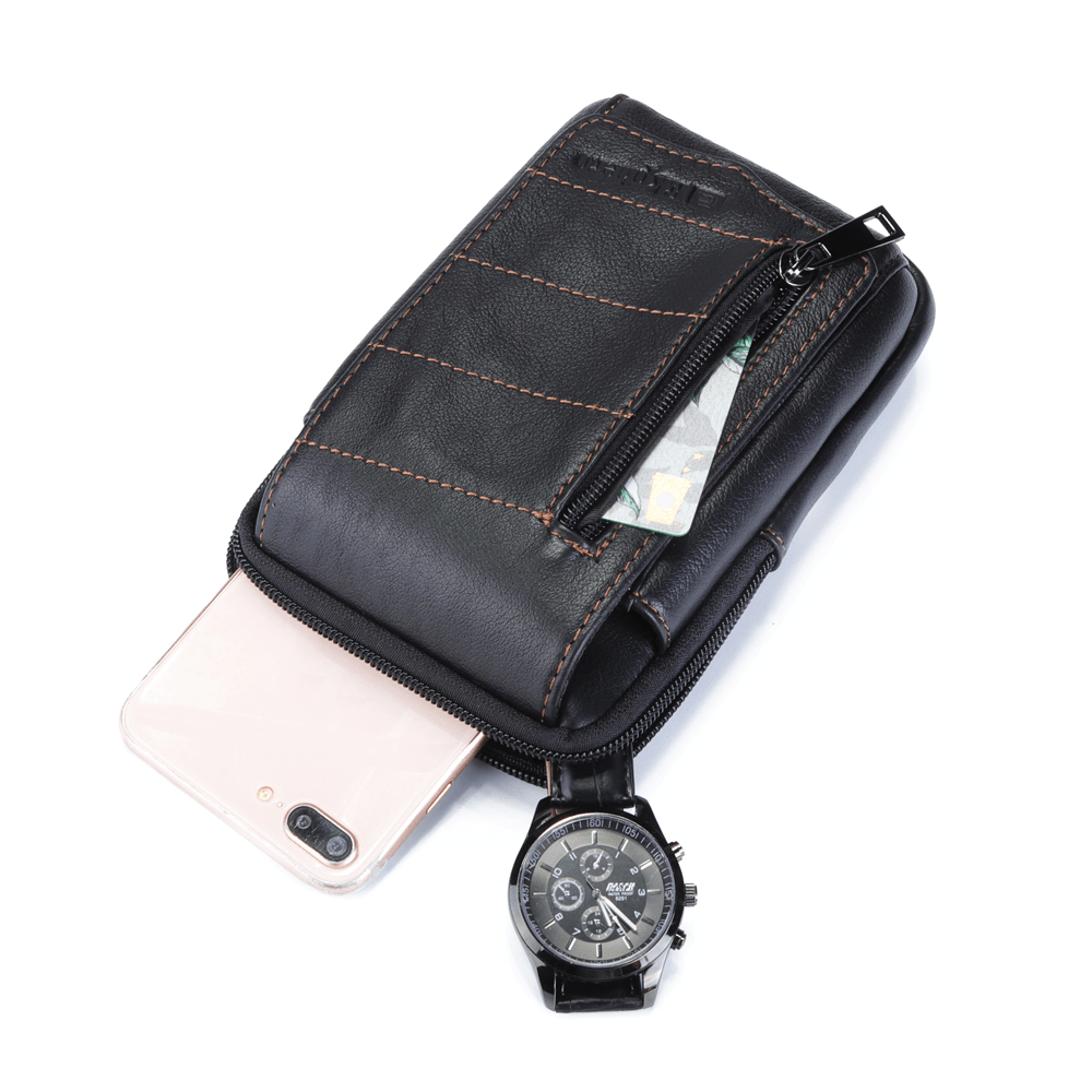 Ekphero Men Waist Bag Cowhide Fashion Belt Bag Phone Bag - MRSLM