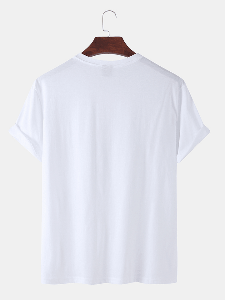Mens 100% Cotton Skeleton Printed O-Neck Short Sleeve T-Shirts - MRSLM