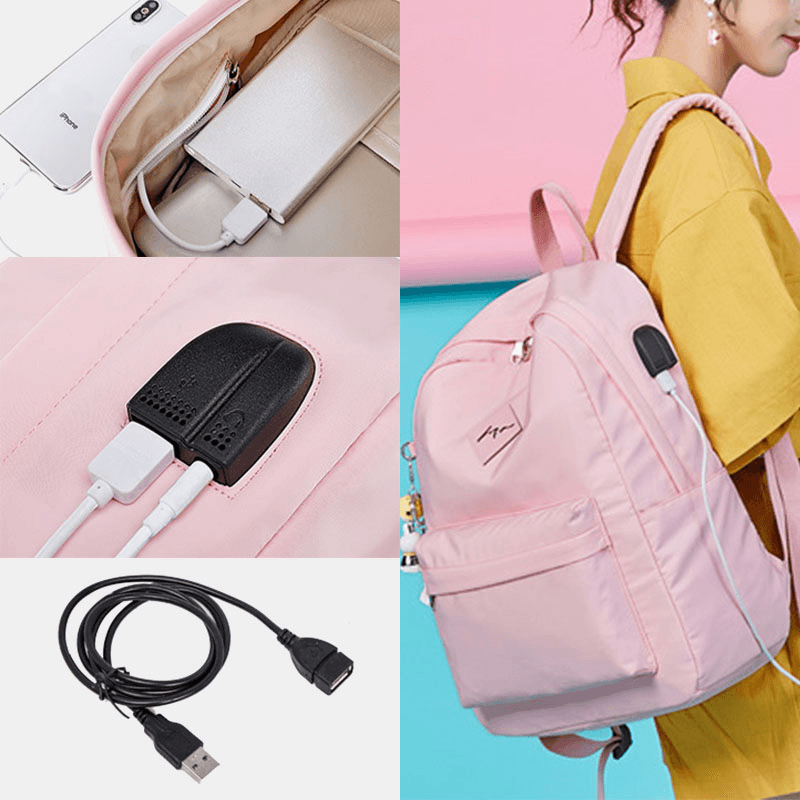 Women Fashion Large Capacity Backpack with USB Charging Port - MRSLM