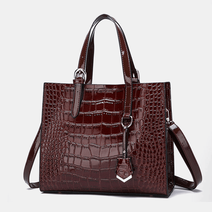 Women 2PCS Alligator PU Multi-Pocket Large Capacity Handbag Crossbody Bag Tote - MRSLM